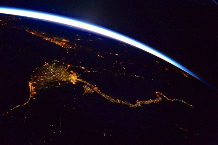 The River Nile at night as seen by ESA astronaut Paolo Nespoli. See more of his …