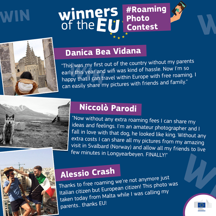 Winners of the EU  #Roaming Photo Contest are Danica, Niccol…