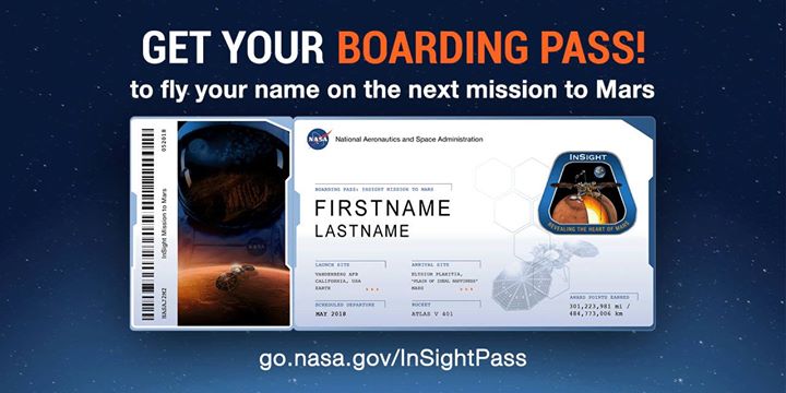 Send your name out-of-this-world…to MARS! Our Mars InSight…