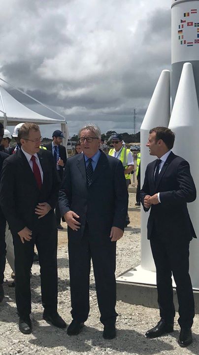 EU President Jean-Claude Juncker, French President Emmanuel Macron and ESA Direc…