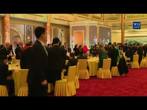 President Trump and the First Lady Attend a State Dinner