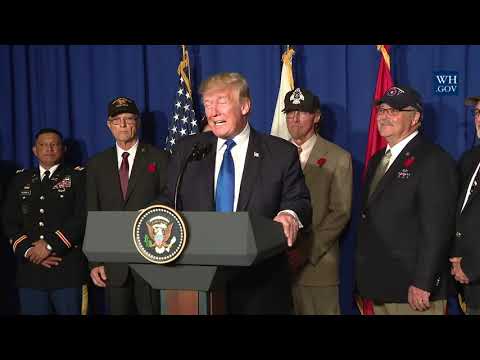 President Trump Participates in a Veterans Meet and Greet