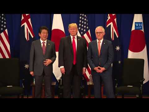 President Trump Participates in a Trilateral Meeting with PM Turnbull and PM Abe
