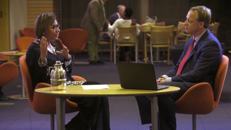 Thais Linhares Juvenal, FAO, discusses sustainable wood with environmen…