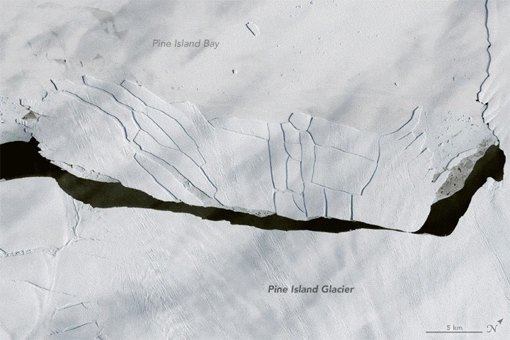 Pine Island Glacier in Antarctica recently had a new, large …
