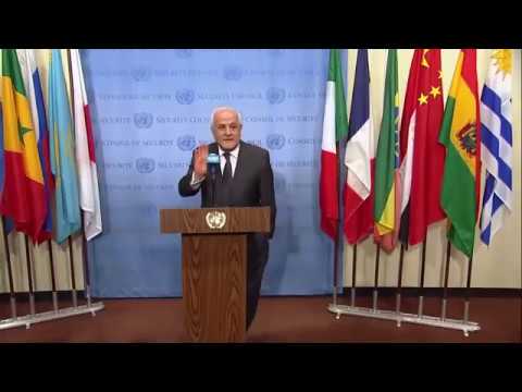 Riyad Mansour (Palestine) on the Middle East – Security Council Media Stakeout (08 December 2017)