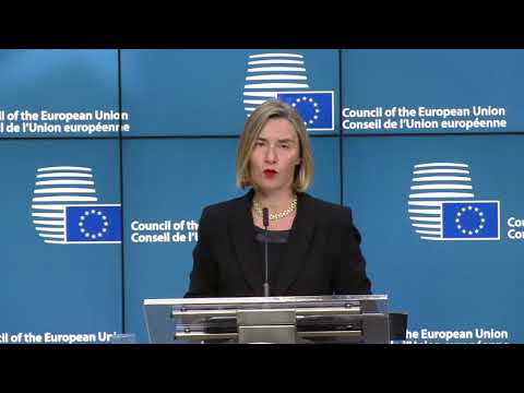 Mogherini addressing Foreign Affairs Council press conference
