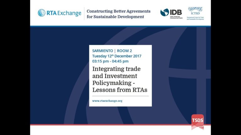 Integrating Trade and Investment Policymaking – Lessons From RTAs