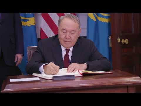 President Trump Greets President Nazarbayev of Kazakhstan at the White House