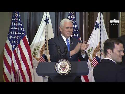 Vice President Pence Participates in the Swearing In Ceremony for Sam Brownback