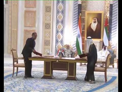PM Modi & Crown Prince of Abu Dhabi, Mohammed bin Zayed Al Nahyan at a Joint Press Statement