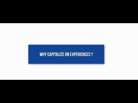 Why capitalize on experiences