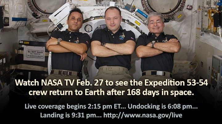 After 168 days in space and orbiting our planet 2,688 times,…