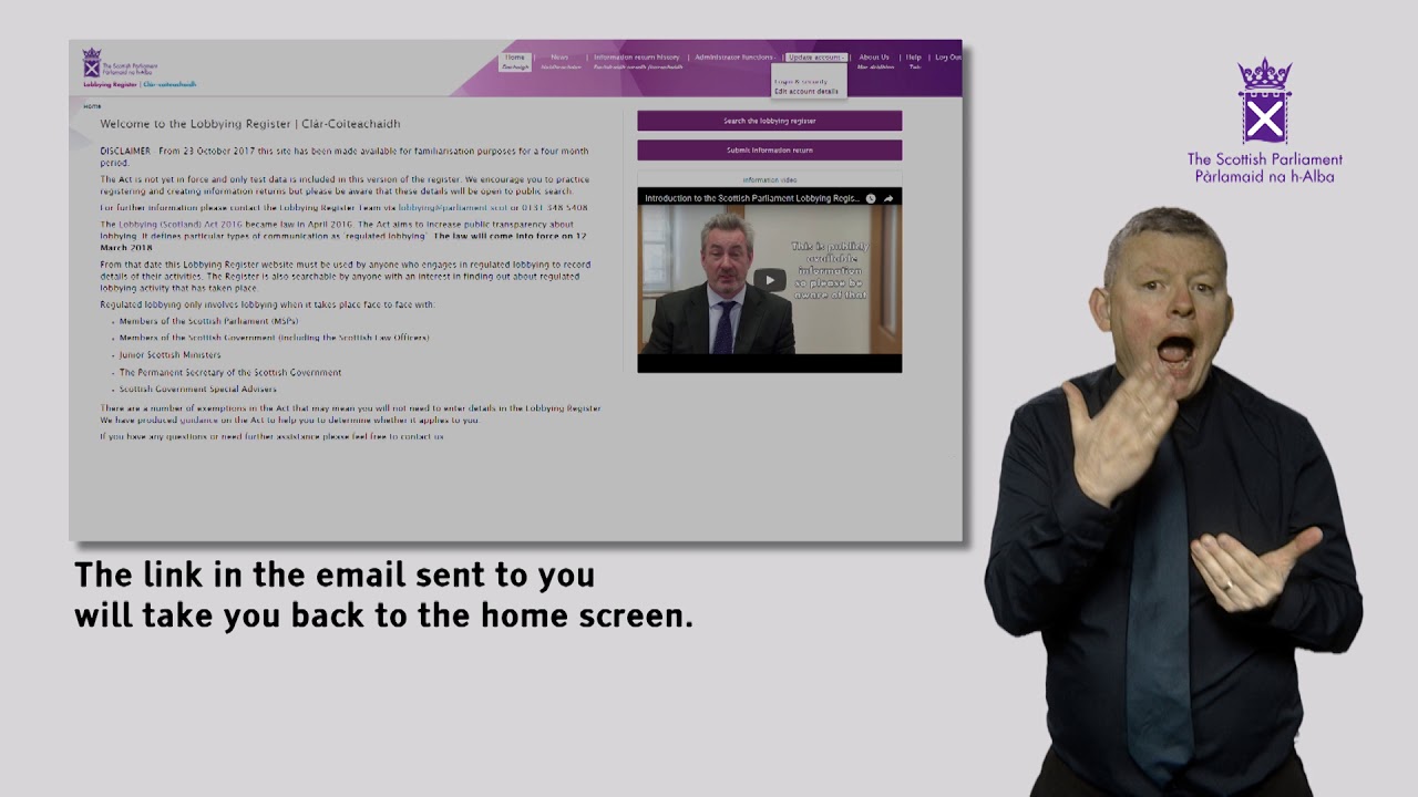 Lobbying Register – How to create an account