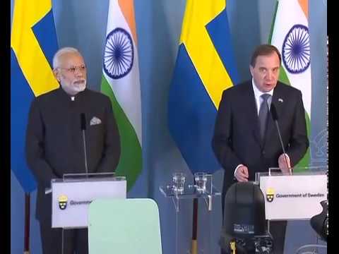 PM Modi and Sweden’s PM Lofven at Joint Press Meet in Sweden