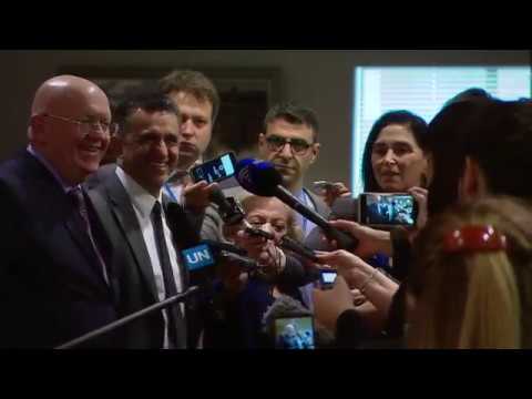 Russia & Bolivia on threats to international peace & security – Media Stakeout (12 April 2018)