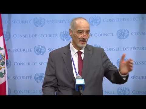 Bashar Ja’afari (Syria) on the OPCW Fact-Finding Mission to Syria – Media Stakeout (12 April 2018)