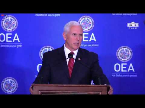 Vice President Pence Delivers Remarks During a Protocolary Meeting at the OAS