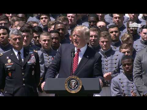 President Trump Presents the Commander in Chief Trophy to the U.S. Military Academy Football Team