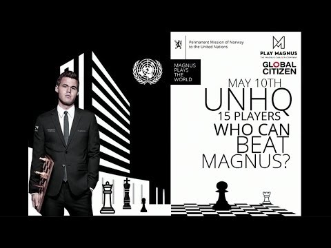 Chess Champion Magnus plays 15 others from around the world simultaneously