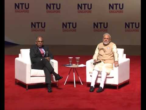 PM Modi interacts with students at Nanyang University in Singapore