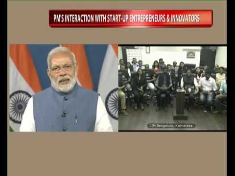 PM Modi interacts with the beneficiaries of Start up India and Atal innovation Yojana, via VC