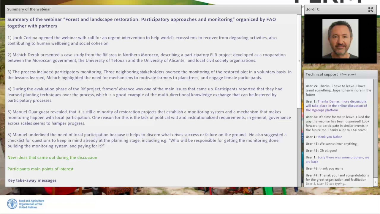 Summary of the webinar on forest and landscape restoration by Jordi Cor…