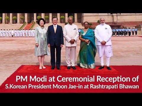 PM Modi at Ceremonial Reception of S.Korean President Moon Jae-in at Rashtrapati Bhawan, New Delhi